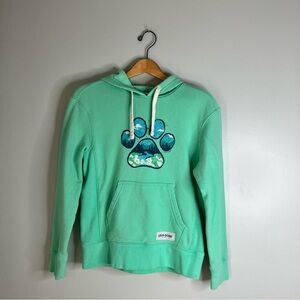 LIFE IS GOOD Dog Paw Hooded Sweatshirt Women’s XS Spearmint Green